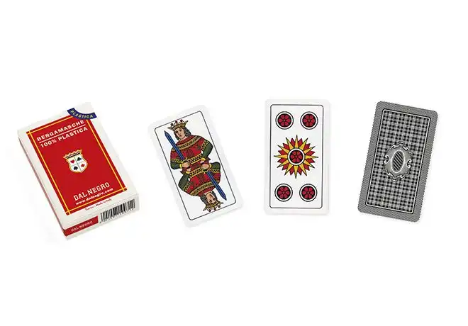 Mazzo di 40 Carte da Gioco Italiane Regionali Bergamasche in Plastica A Semi