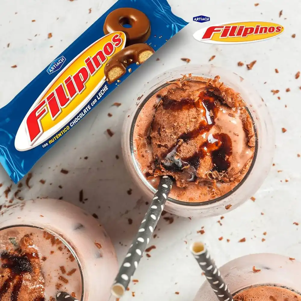 12 Conf. di Filipinos Biscotti al Cioccolato a Latte con Pasta di Cacao 128g