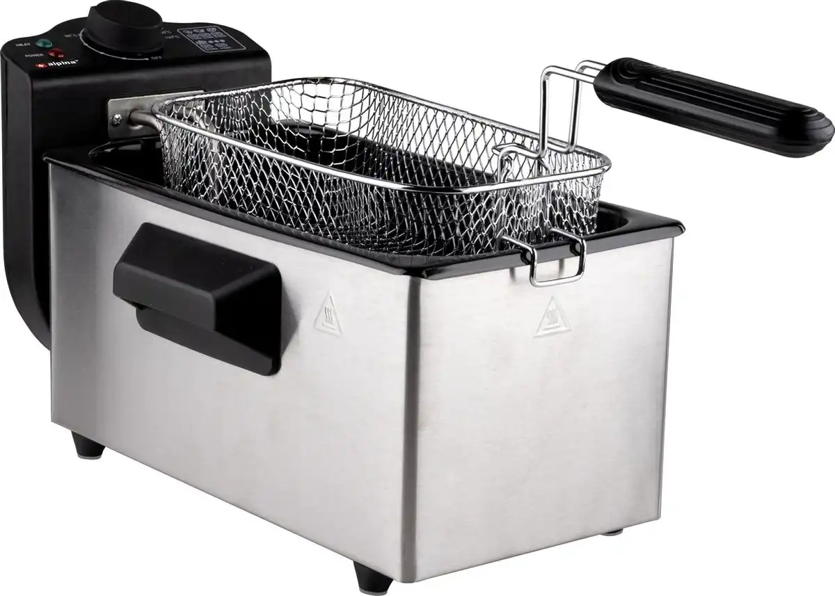 Friggitrice Alpina 3 Litri in Acciaio Inox Con Manopola Termostato 2000W