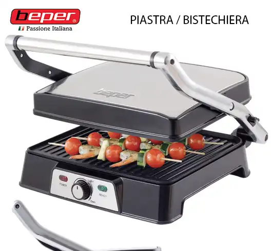 Piastra Bistecchiera Elettrica Antiaderente Termostato Regolabile 2000 Watt