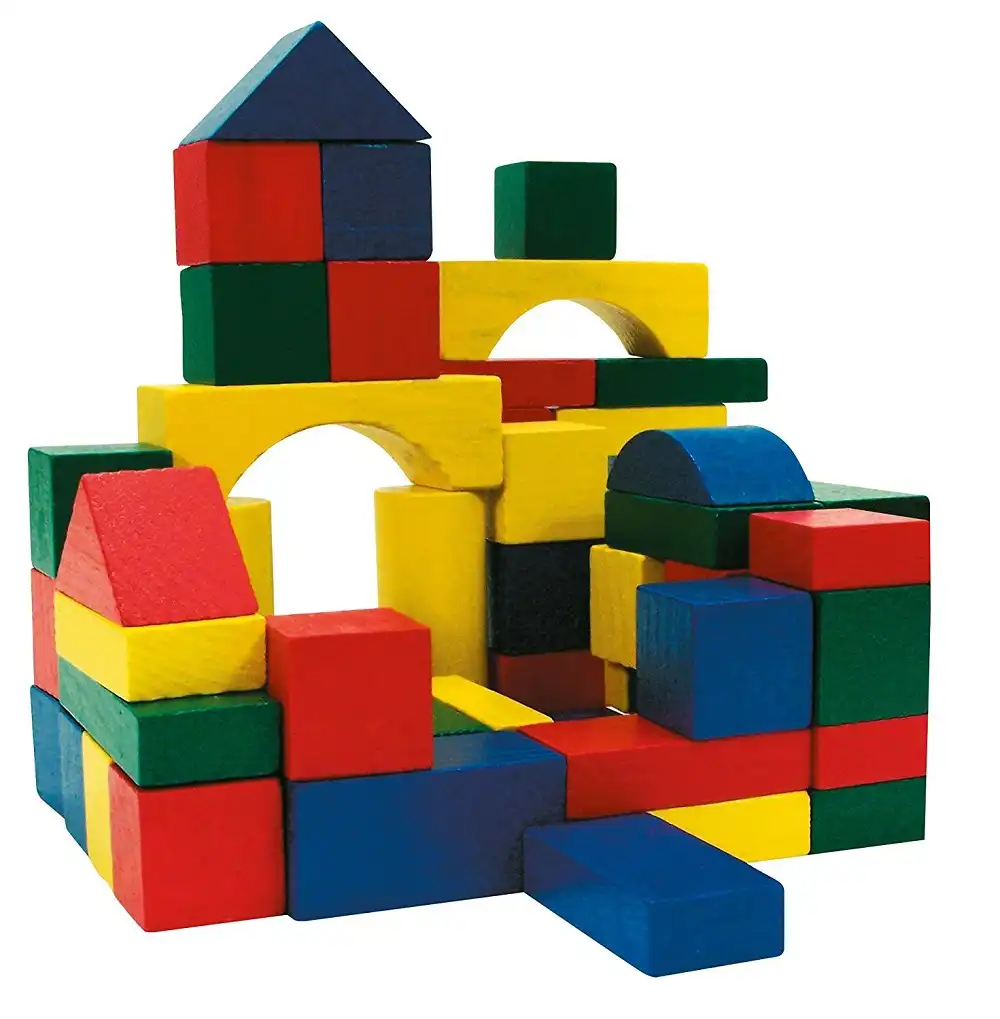 Costruzioni In Legno 100 Pezzi Blocchi Mattoncini Costruzione Gioco Bambini