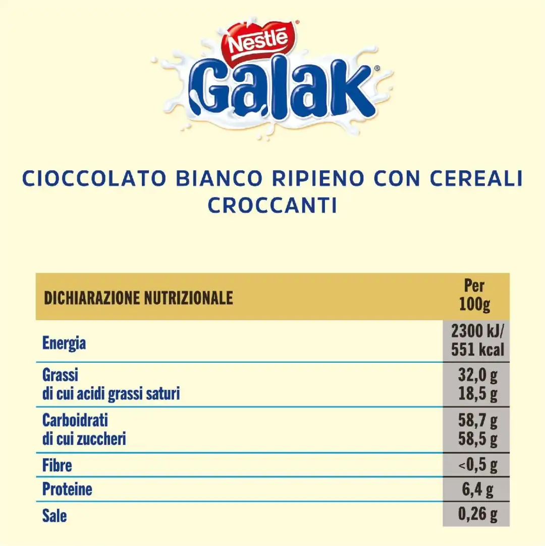 Nestlè Galak Calendario Avvento Snack di Cioccolato Bianco Ripieni Con Cereali