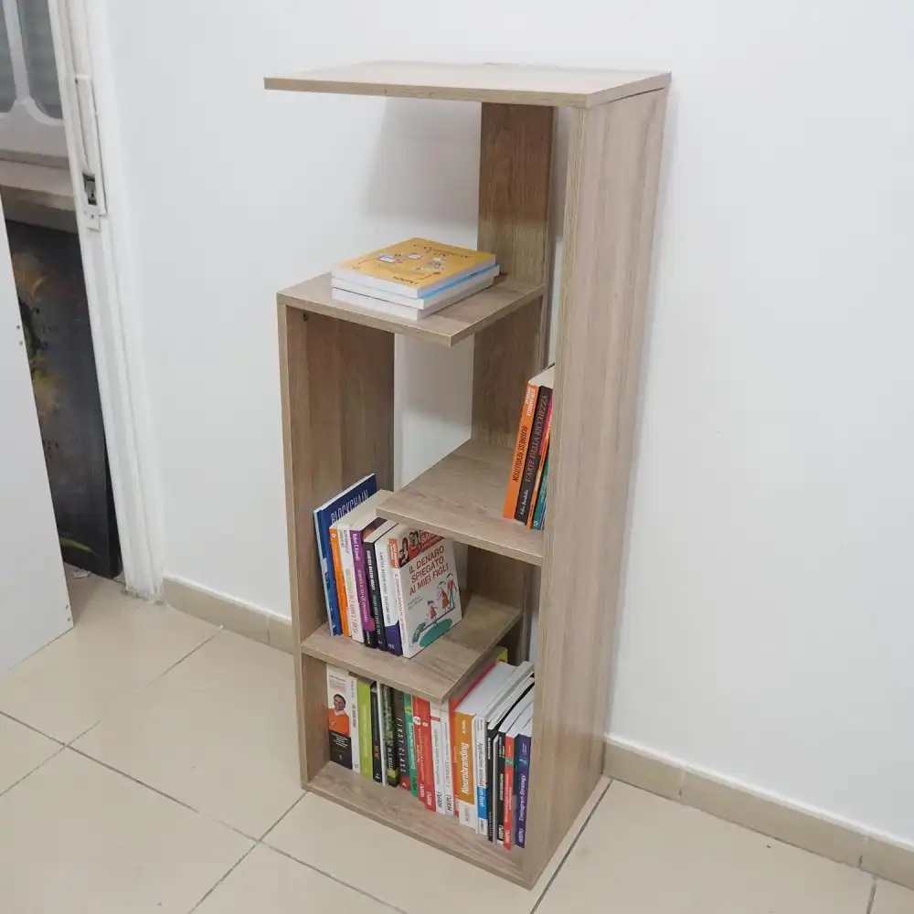 Scaffale Libreria con Ripiani Sfalsati in Legno MDF 45x30xh120cm Marrone