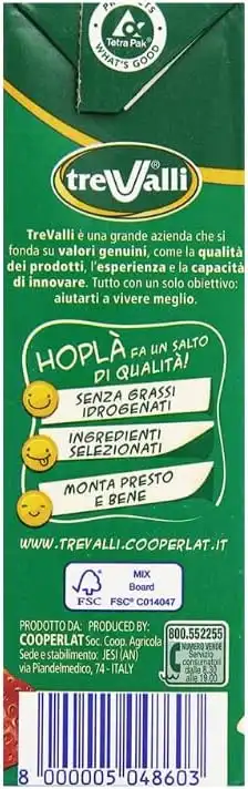 20x Hoplà Panna Vegetale da Montare Gia' Zuccherata 500ml Senza Glutine