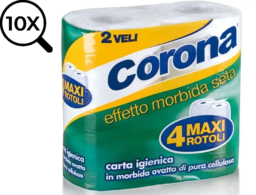 Carta Igienica 2 Veli 10x4 Rotoli – Totale 40 Rotoli, Confezione da 450g