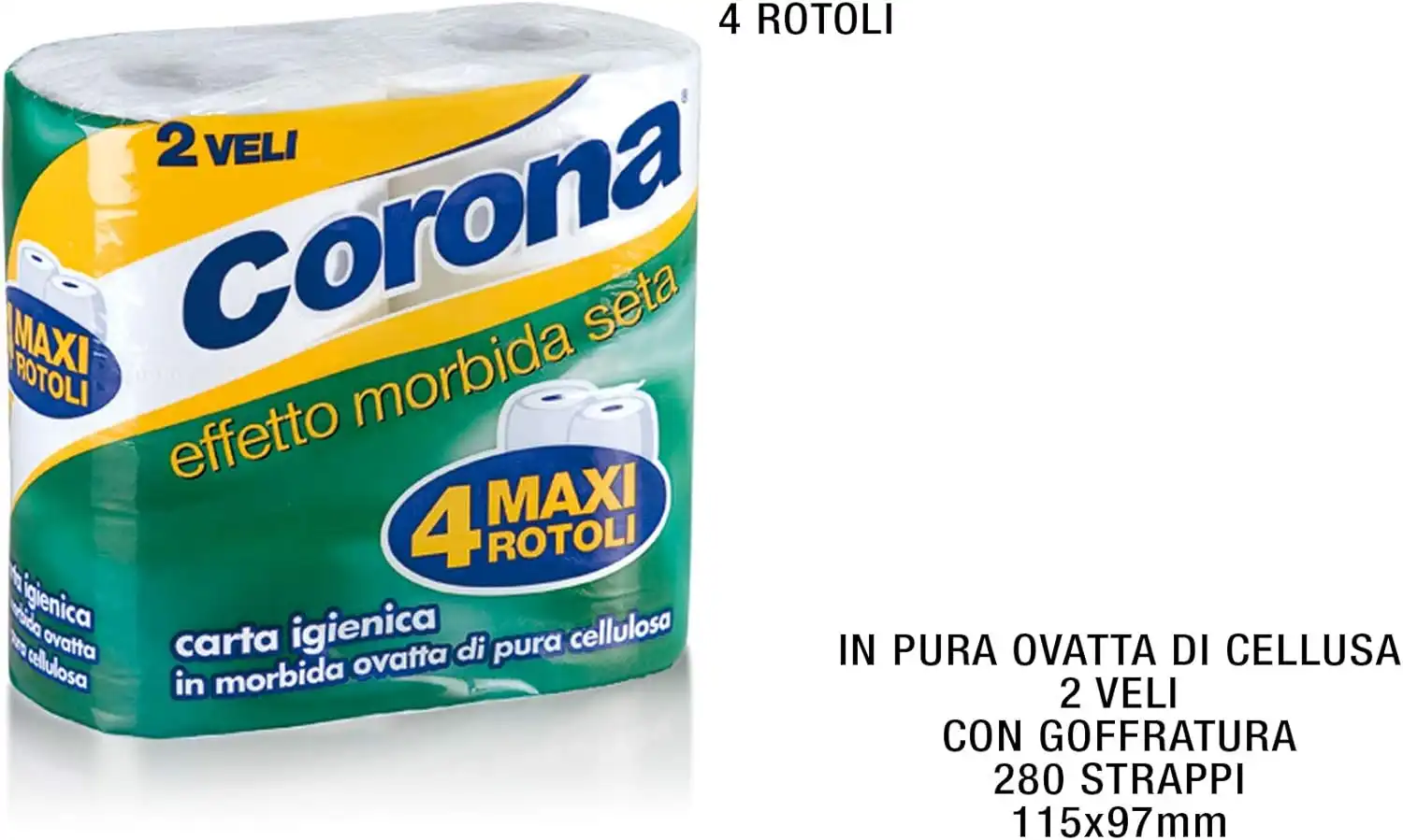 Carta Igienica 2 Veli 10x4 Rotoli – Totale 40 Rotoli, Confezione da 450g