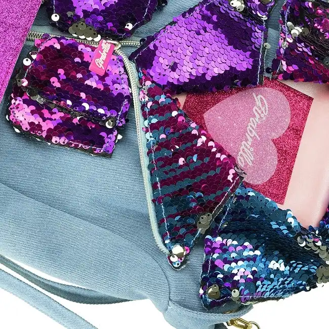 Zaino zainetto girabrilla tracolla jeans paillettes con bretelle bretella borsa
