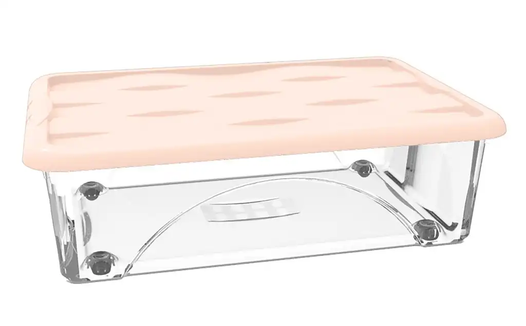 Cesta Box Storage Dune 30LT Ruote Salvaspazio Trasparente e Rosa 40x60xh18cm