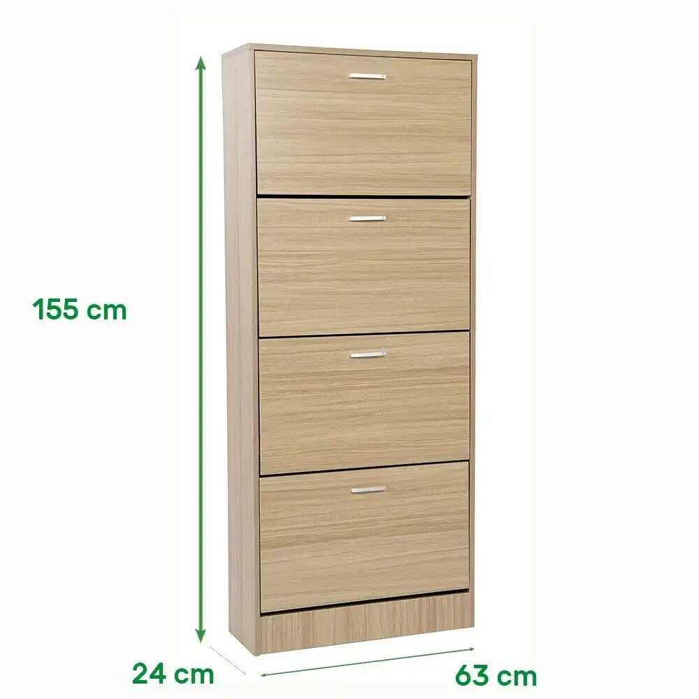 Scarpiera Slim Marrone 4 Ante Salvaspazio 63X24X155 cm Mobile Portascarpe