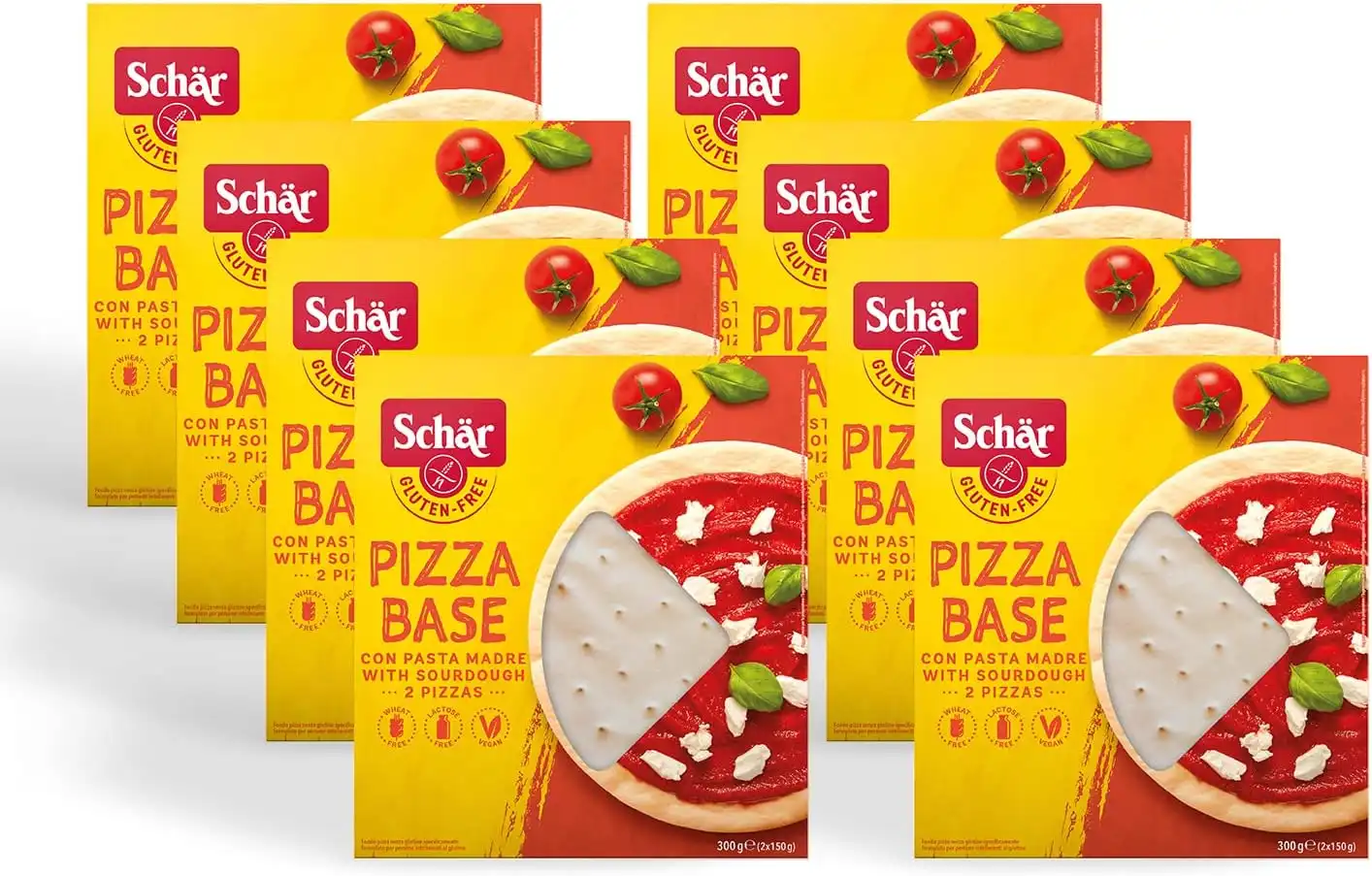 8x Schar Pizza Base con Pasta Madre Fondo Pizza da Farcire Senza Glutine 8x300gr
