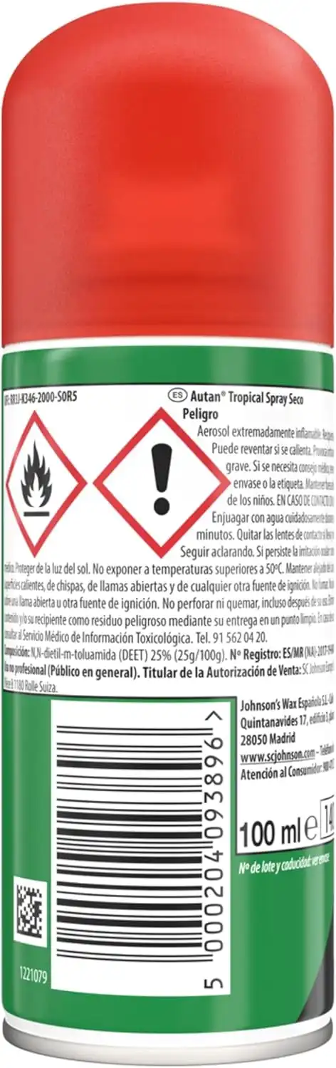 Autan Tropical Spray Secco 100ml – Repellente Zanzare Comuni, Tigre e Tropicali