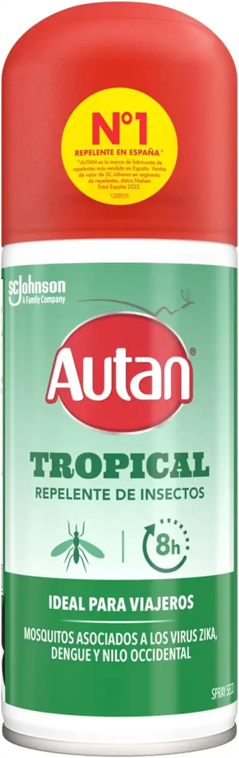 Autan Tropical Spray Secco 100ml – Repellente Zanzare Comuni, Tigre e Tropicali