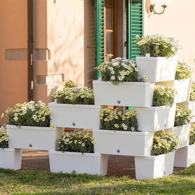 Kit 5 Fioriera Fioriere Brick Vaso Vasi Componibili Panna Ciotola Ciotole Bama