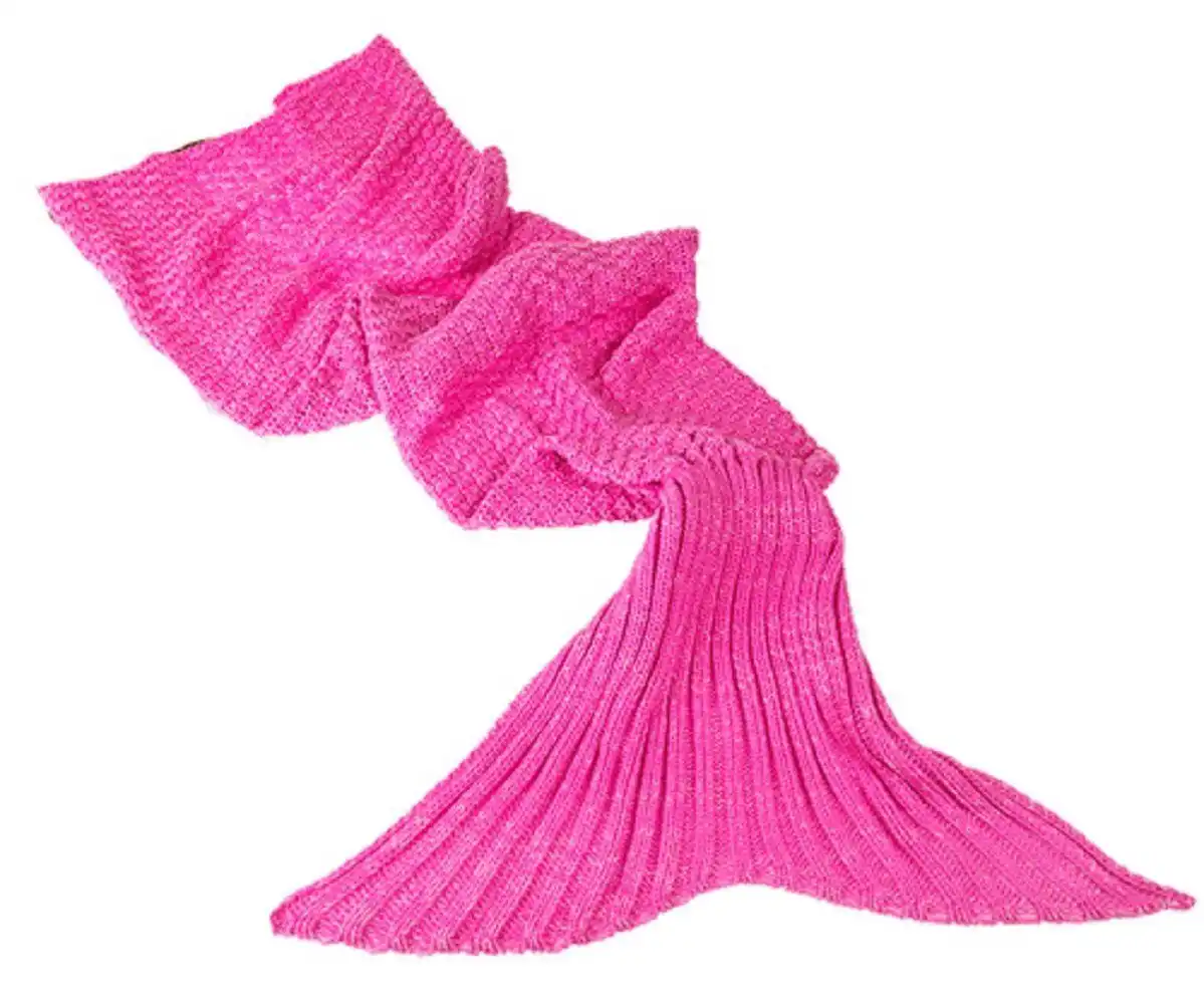 Coperta Plaid Soft A Forma Di Sirena Con Coda 180 x 90 Cm Rosa Divano Spiaggia