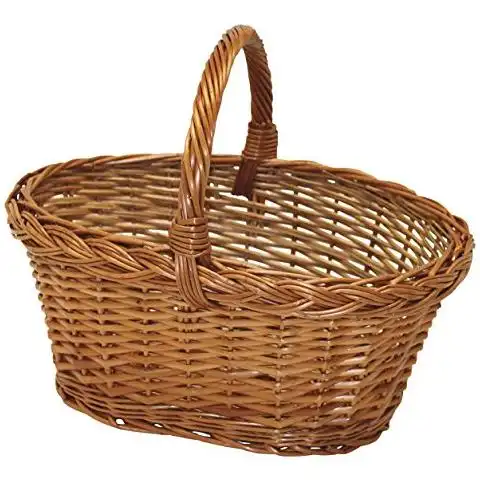 Cesta Cestino Cesto di Vimini Ovale Spaccato Per Funghi 23x18x11cm Marrone
