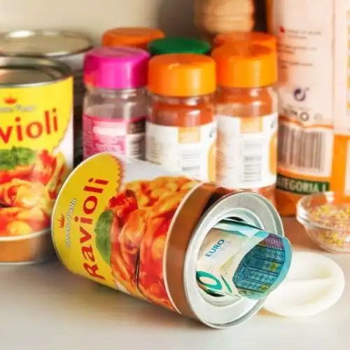 Salvadanaio Cassaforte a Forma di Lattina Barattolo Ravioli Camuffata