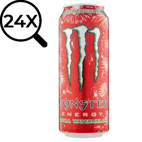 24x Monster Energy Ultra Watermelon 500ml Sapore Anguria Zero Zuccheri