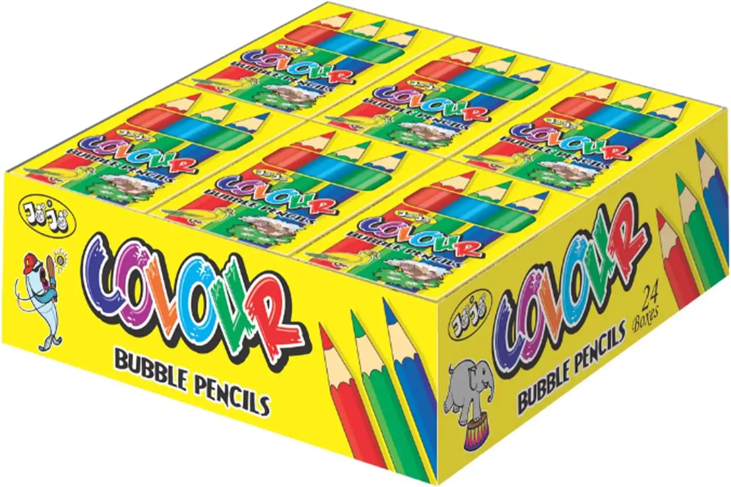 Colour Bubble Pencils Gomme da Masticare Gusto Tutti Frutti 24 astucci da 15 gr