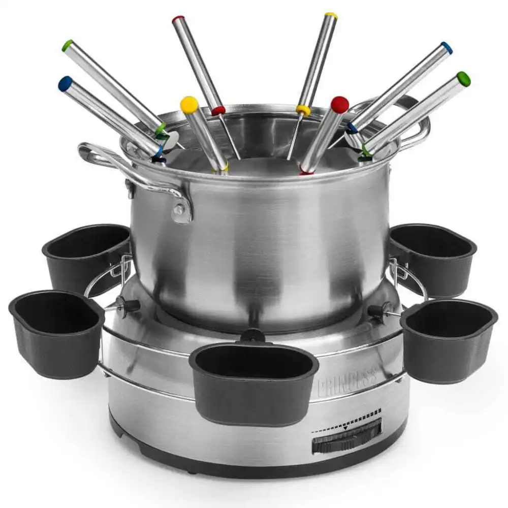 Set fonduta in acciaio inox potenza 800w padella con termostato regolabile 1,2lt