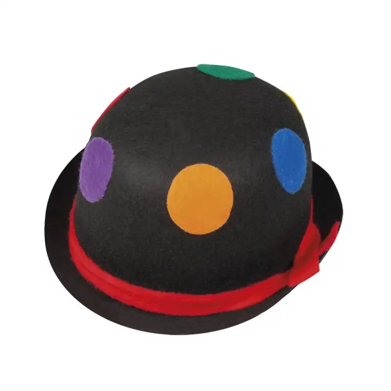 Cappello Clown Pagliaccio Per Adulto In Feltro Nero Con Pois Colorati