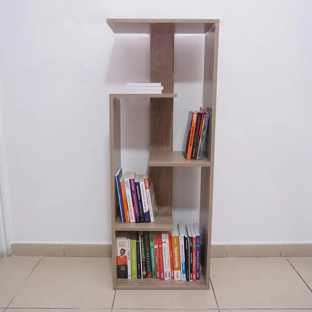 Scaffale Libreria con Ripiani Sfalsati in Legno MDF 45x30xh120cm Marrone