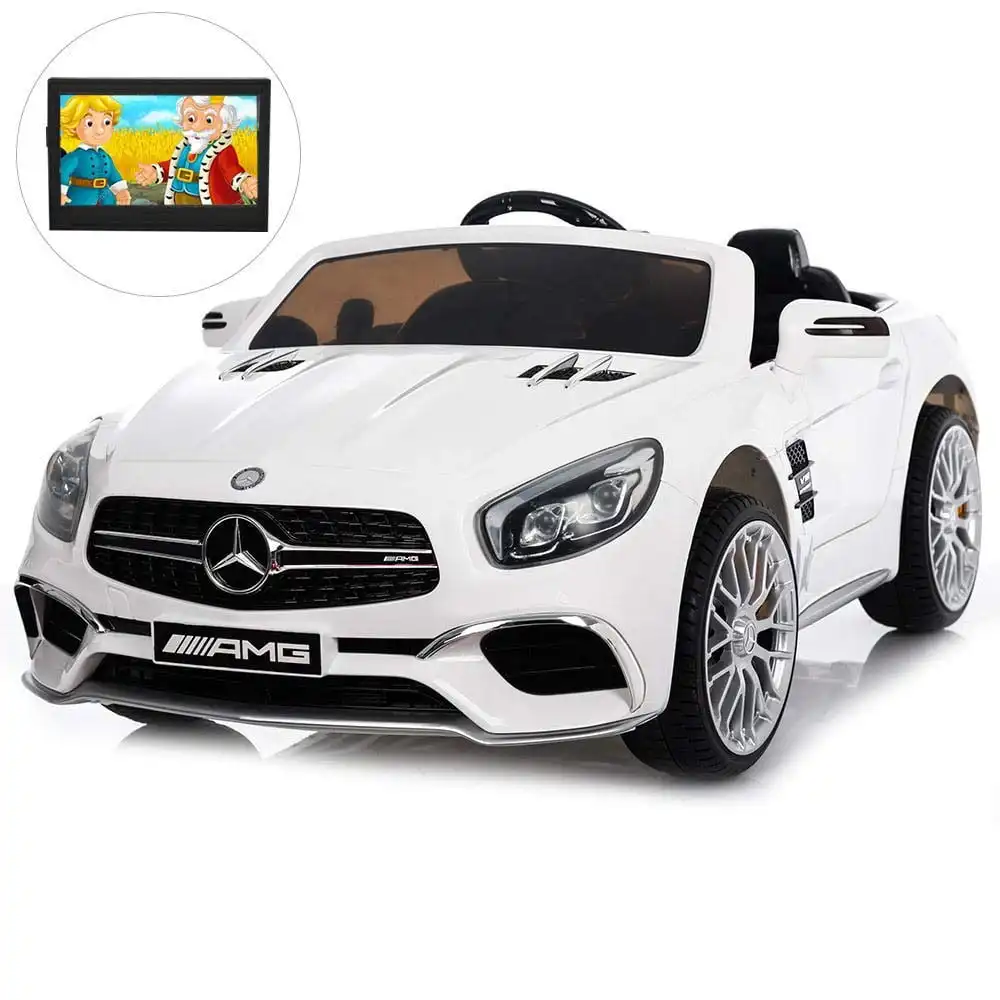 Auto Macchina Elettrica Per Bambini Mercedes SL65 AMG Bianco 12V con Monitor LCD