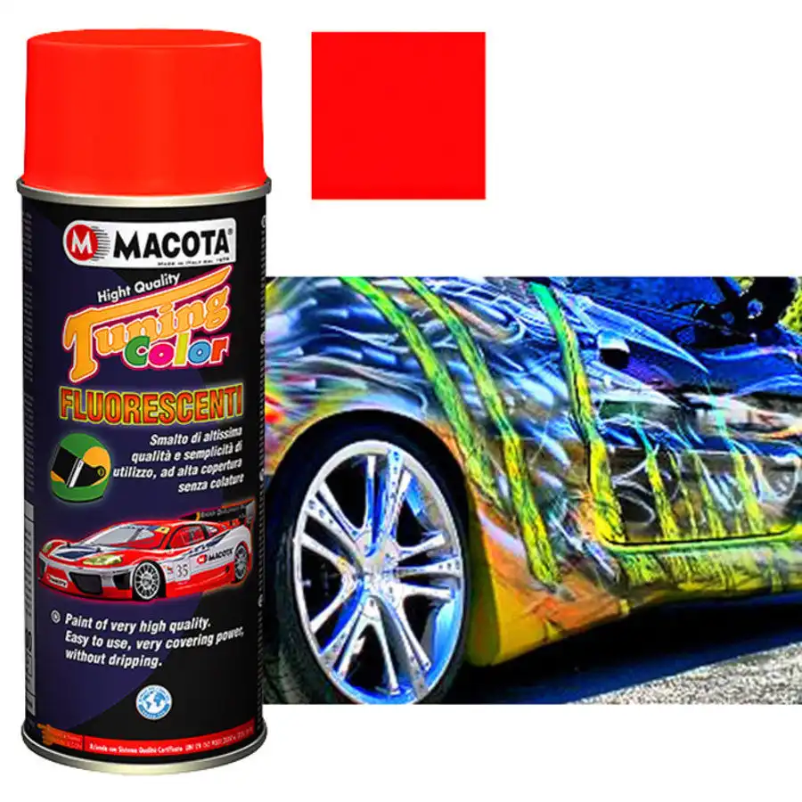 Smalto Multiuso Rosso Fluorescente 400ML Auto Manutenzione Vernice Rossa Macota