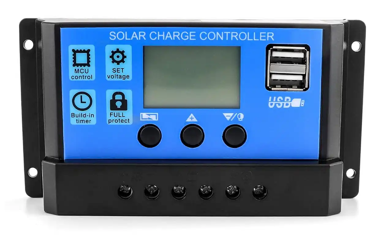Regolatore di Carica Della Batteria del Pannello Solare 10A 2 Porte USB 12/24V