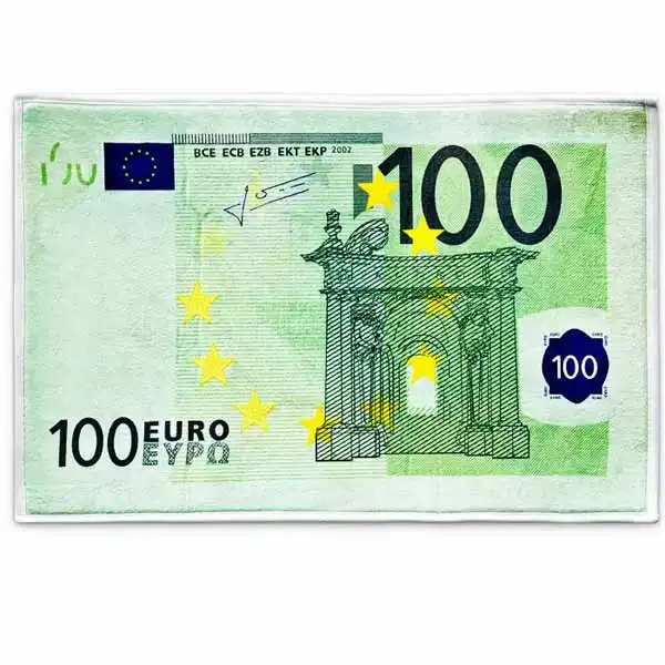 Tappeto con fantasia banconota da 100 euro per arredo bagno o casa 70x45cm