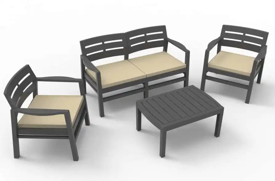 Set Salotto in Resina Java Progarden Con Divano 2 Poltrone e Tavolino Antracite