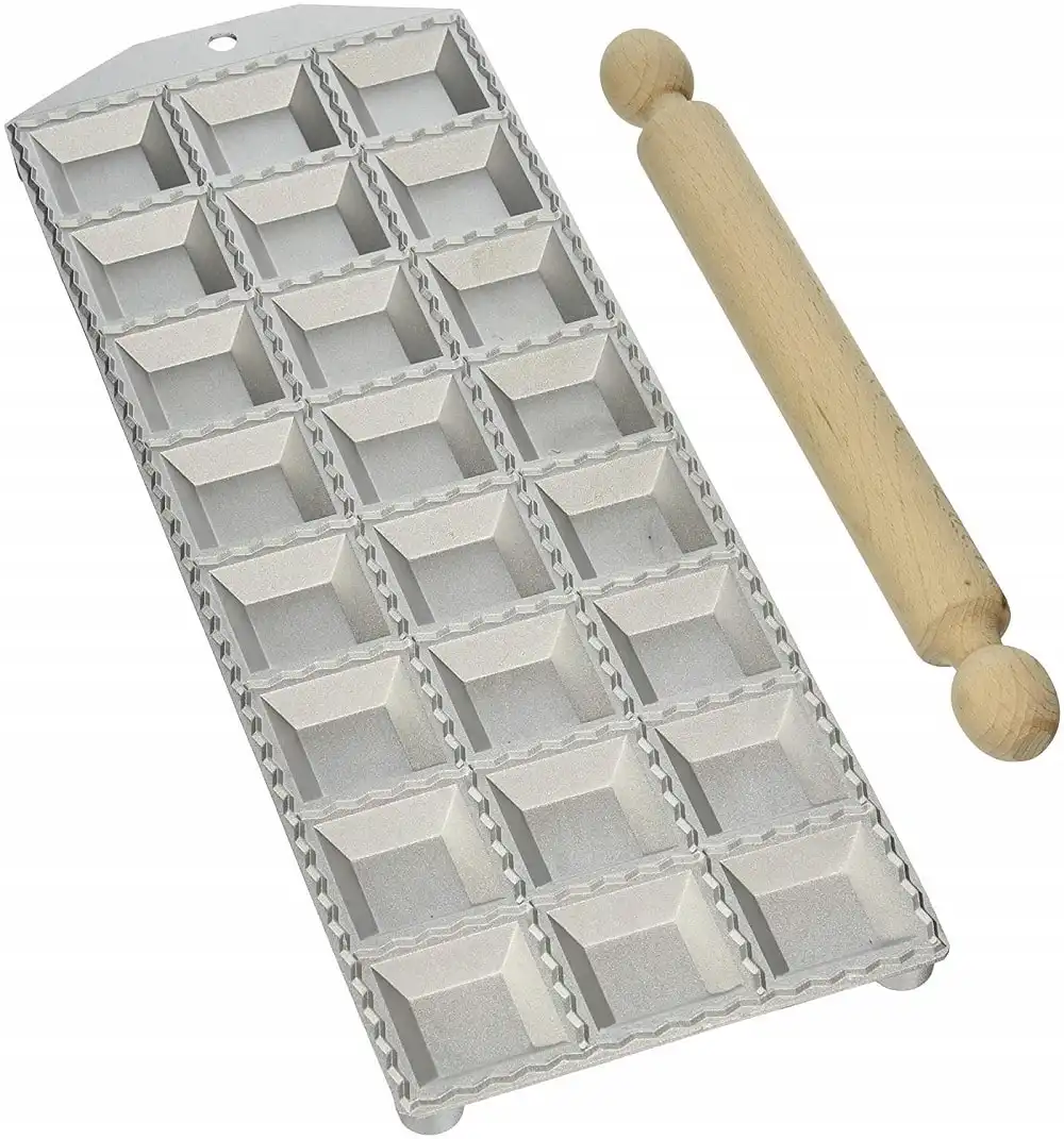 Ravioliera In Alluminio Per Fare 24 Ravioli Quadrati 47x47 Con Mattarello