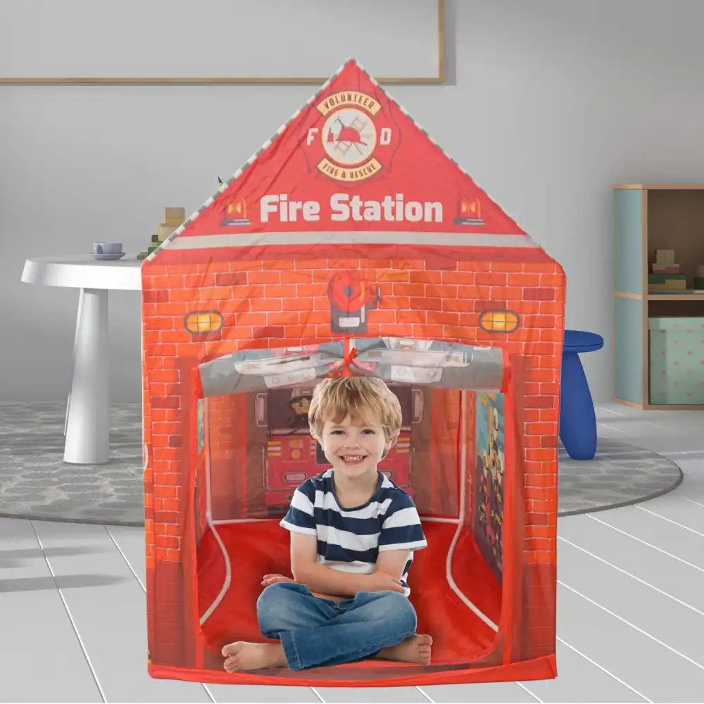 Tenda Gioco Caserma Pompieri per Bambini Con 50 Palline Vigili del Fuoco
