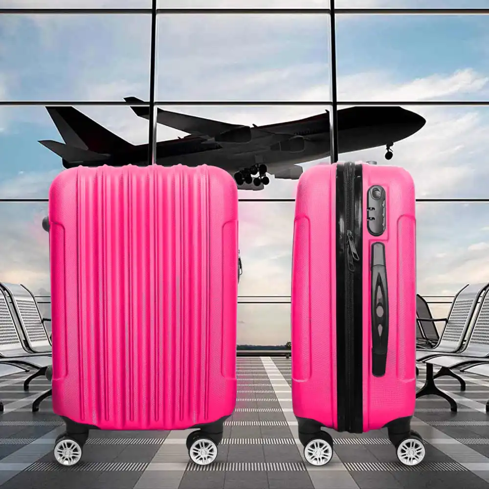 Trolley Rigido Da Viaggio Bagaglio a Mano Fucsia Voli Ryanair EasyJet 55x35x23cm