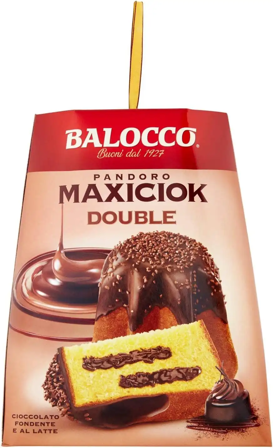 Balocco Pandoro Maxiciok 800g con Crema al Cioccolato Fondente e Latte