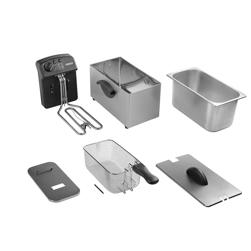 Friggitrice Elettrica in Acciaio Inox 3 Lt 2000W Termostato Regolabile 190 Gradi