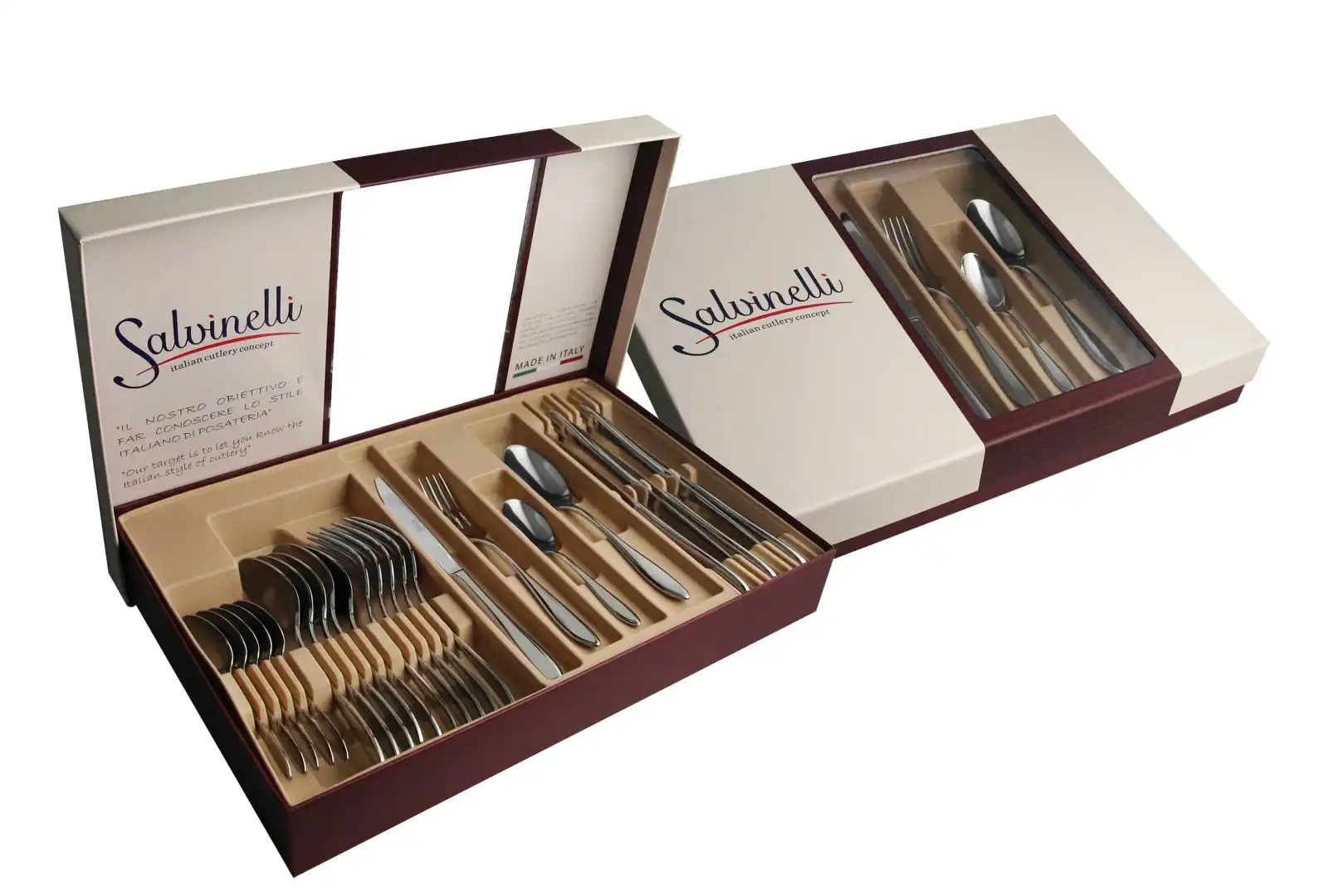 Salvinelli Confezione Servizio Posate 24 Pezzi in Acciaio Inox PVD NERO