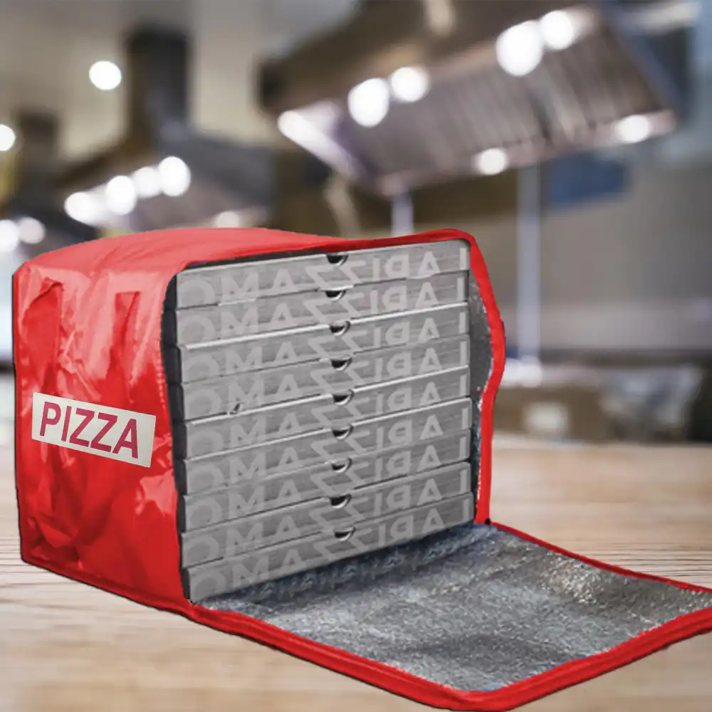 Zaino Borsa Termica Portapizza Porta Pizza da Asporto Chiusura a Zip Rosso o Blu