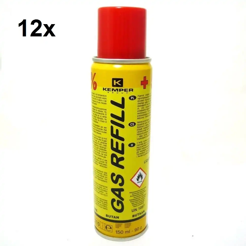 12x Bombolette Cartuccia Gas Butano Per Ricarica Accendini e Microsaldatori 90gr