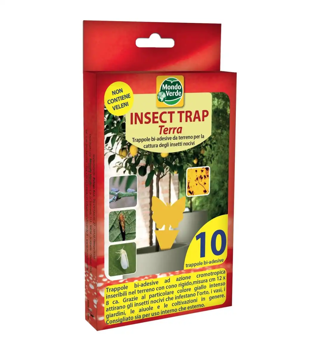 10 Trappole Bio Adesive da Inserire Terreno Terra Anti Insetti Cattura Elimina