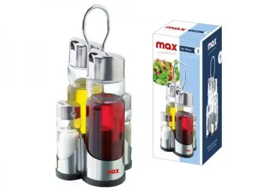 Oliera Da Tavola 4 Pz Acciaio E Vetro Menage Casa Saliera Ristorante Max Casa