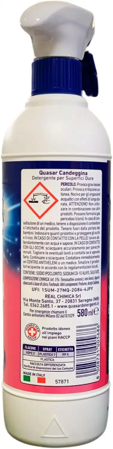 3x Quasar Spray Candeggina Mousse Sgrassa e Sbianca Rimuovi Muffa 580ml x 3