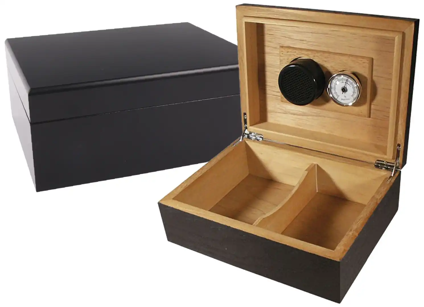 Humidor In Legno Di Cedro Nero Con Igrometro e Umidificatore Per 20 Sigari