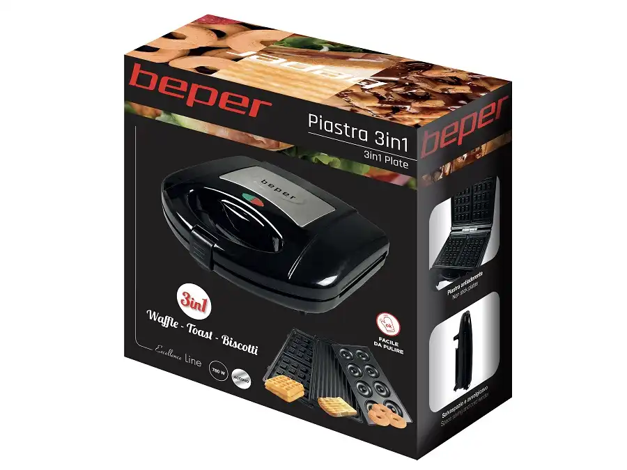 Piastra 3 in 1 per Toast Biscotti Waffle Waffel Piastre Intercambiabili Cucina