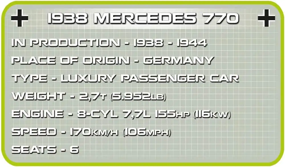 Costruzioni Cobi Auto 1938 Mercedes 770 Historical Collection Scala 1:35 Eta' 6+