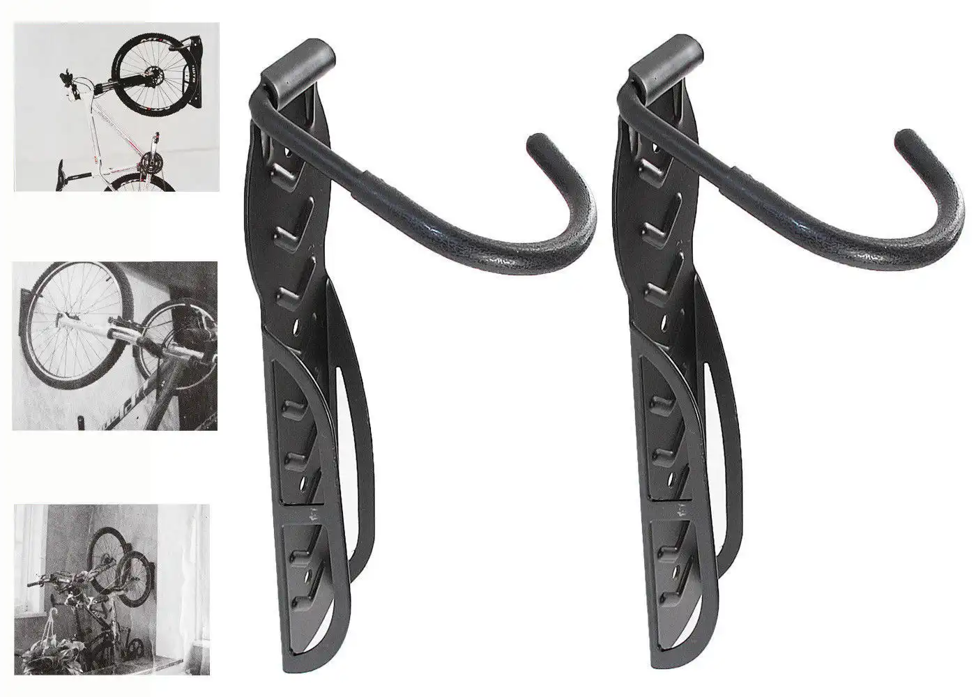 Supporto A Muro 2 Ganci Portabici Staffa Appendi Bici Bicicletta Garage Gancio