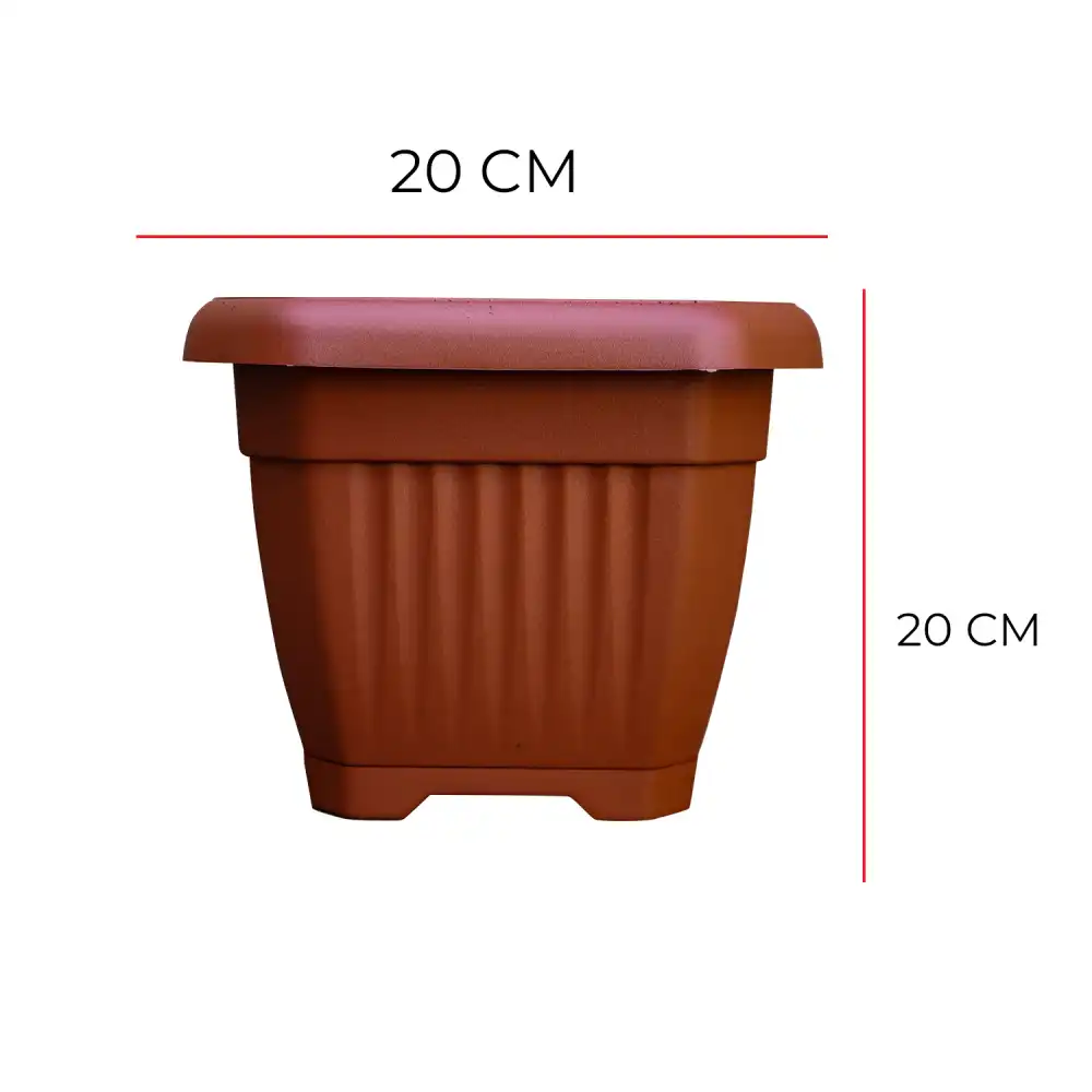 Vaso Gaia Quadrato 20x20cm Colore Terracotta Con Sottovaso Self Waterer
