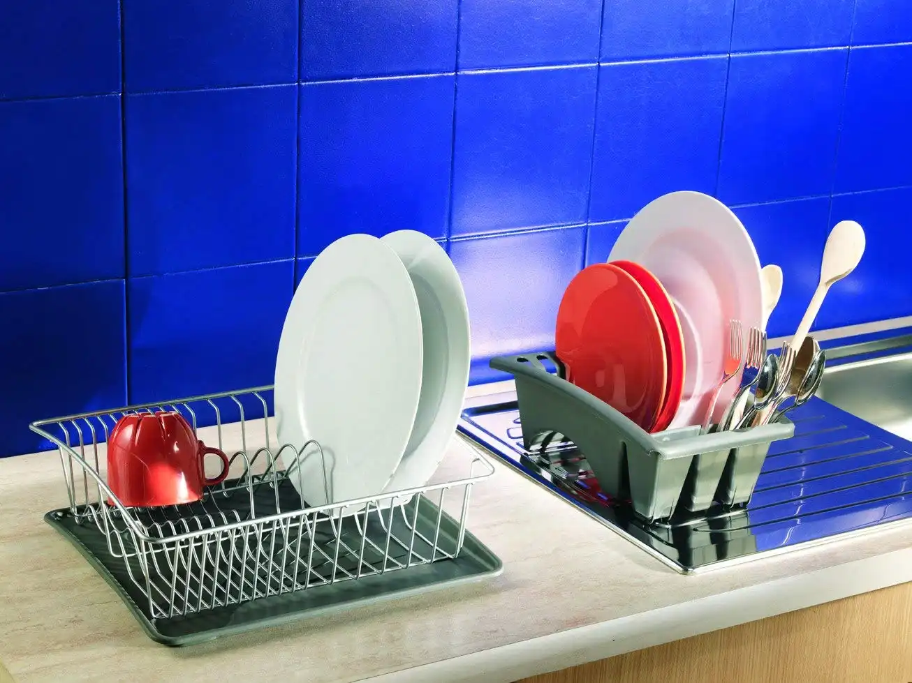 Scolapiatti Colapiatti con Vaschetta e Bacinella di Plastica Piatti Bicchieri