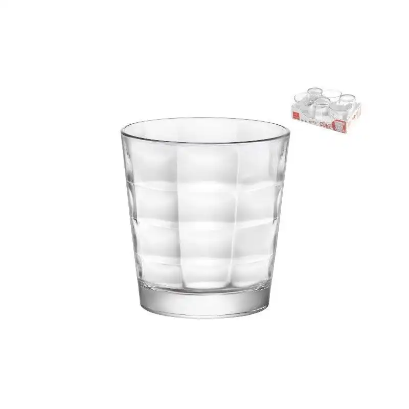 Rocco bormioli Set di 6 Bicchieri per Acqua Cube 25cl Vetro Bar Casa Vino Tavola