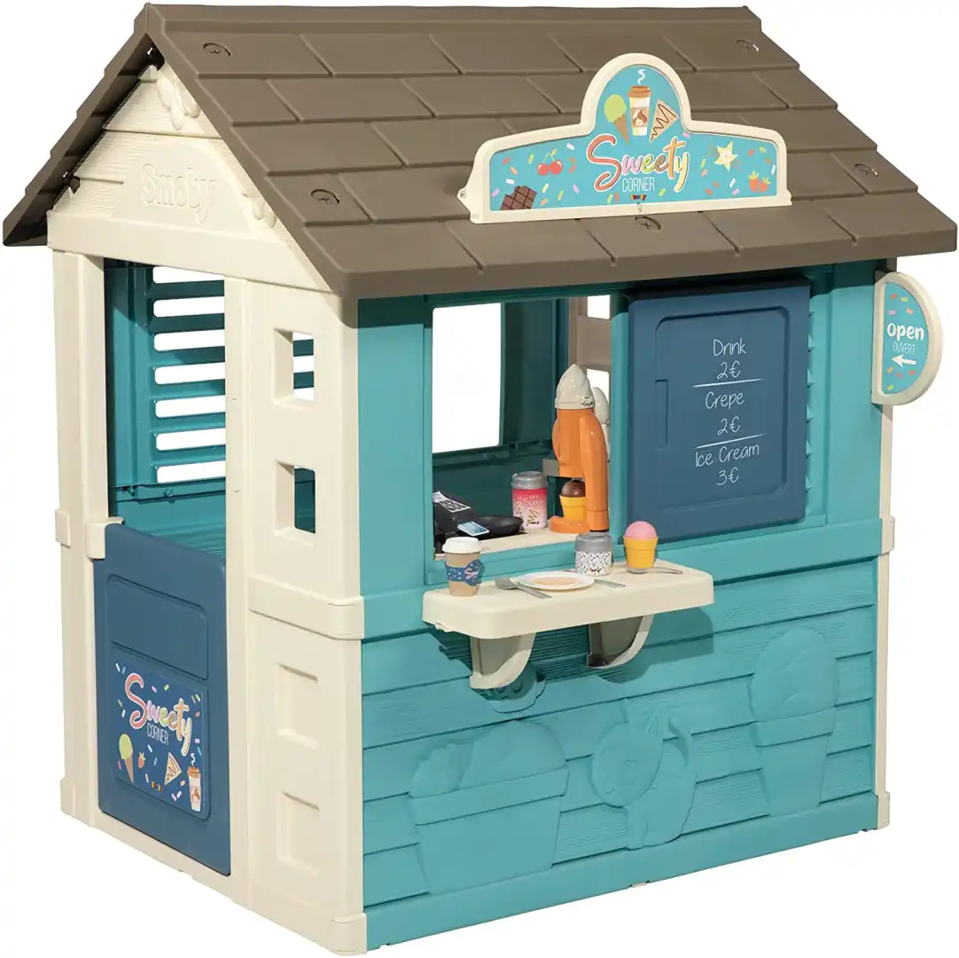 Smoby Casetta Sweety Corner Gelateria Casa Bambini da Giardino con 18 Accessori
