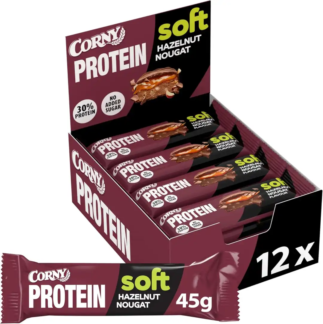12x Corny Soft Barretta Proteica Cioccolato e Nocciole Ricca di Proteine 12x45gr